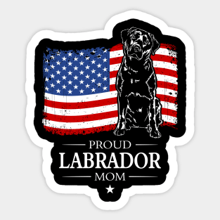 Proud patriotic Labrador Mom American Flag dog Sticker